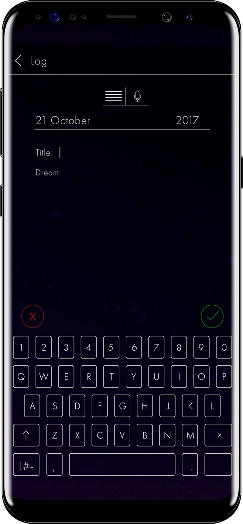 Phone Displaying Log Journal Text Screen